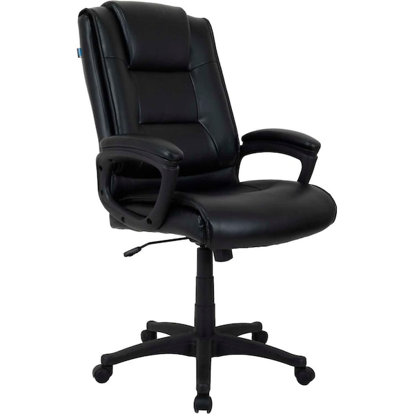 Global Industrial Bonded Leather Executive Office Chair With Arms, Black 277423-AM - main